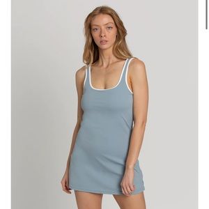 Gold Hinge cloud blue open back active dress